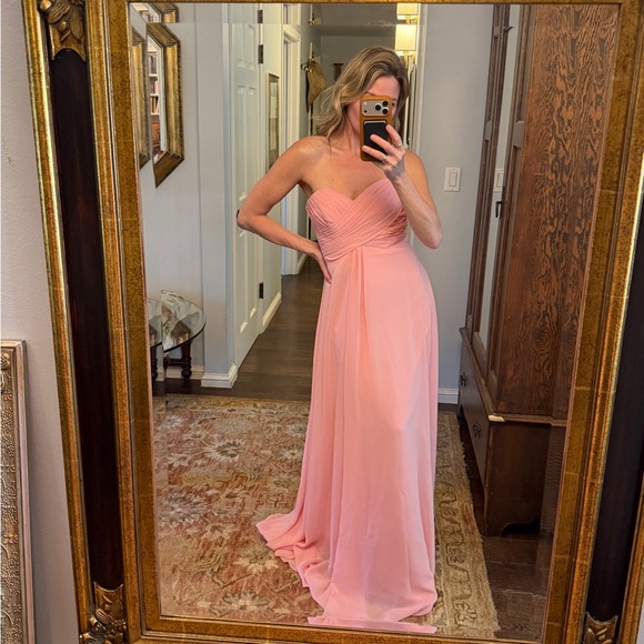 Allure Bridals Strapless Sweetheart Chiffon Gown in Blush Pink - Picture 2 of 8